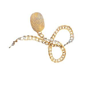 Vintage Woven Rope Belt With Chain Links & Pin Clasp